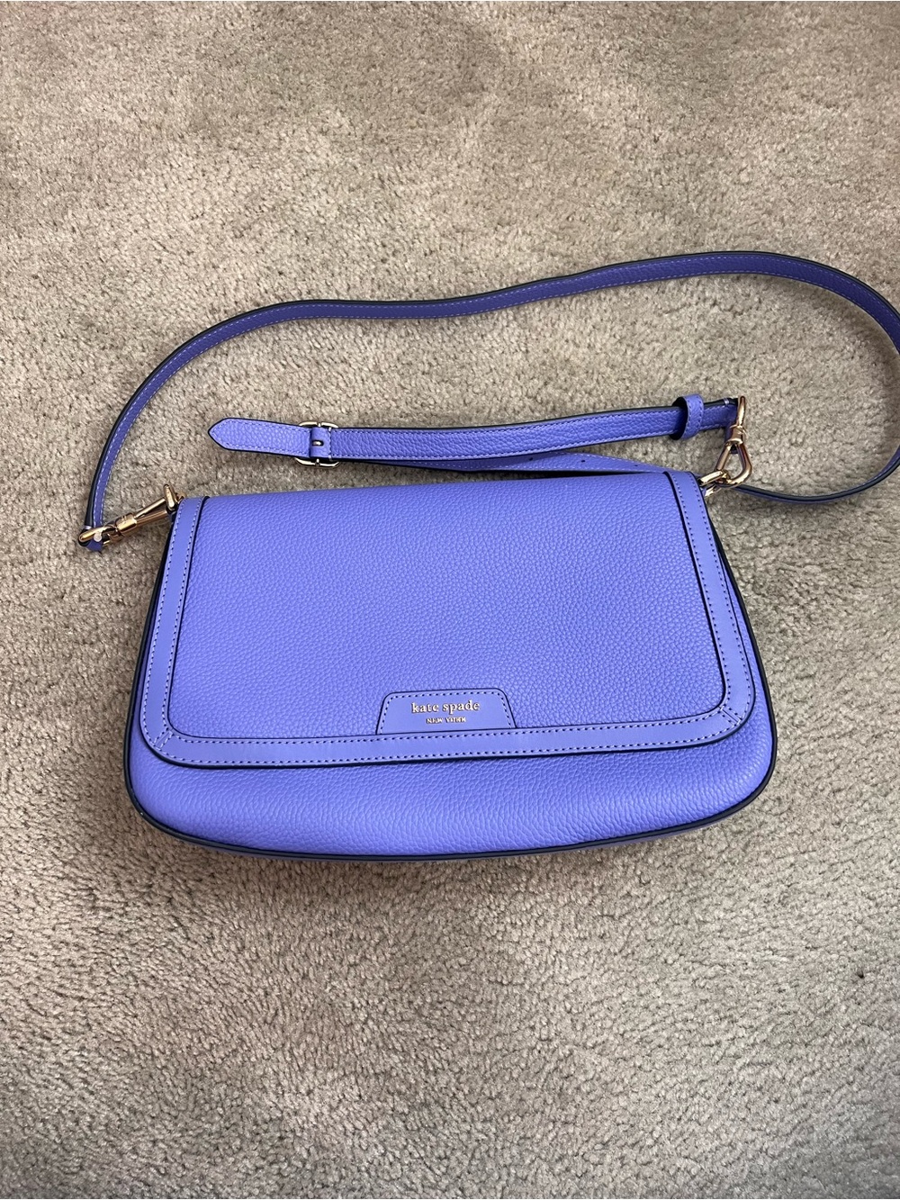 Kate Spade Periwinkle Pebbled Leather Crossbody with Gold-Tone Hardware